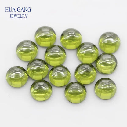 Peridot Cubic Zirconia Stone round Shape Cabochon Cut Flat Back Loose CZ Stone Synthetic Gems for Jewelry 4Mm 6Mm - WORLD TIME VISITS