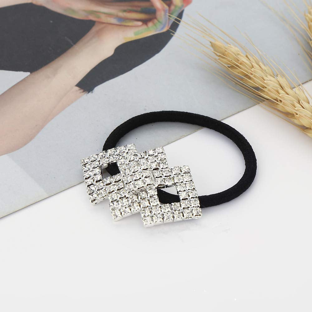 Hair Tie, Fashion Bling Crystal Rhinestone Hair Accessories for Women Girls, Silver Butterfly, 1 Count
