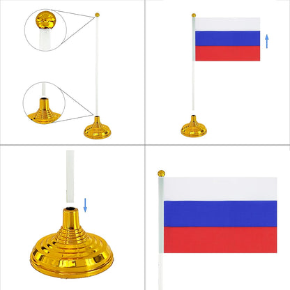 12 Pack Russia Flag Russian Desk Flag Small Mini Russian Table Flags with Stand Base,Home Office Festival Events Celebration Decorations