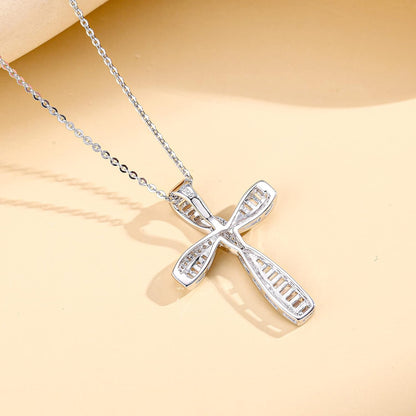 Cross Necklace for Women 925 Solid Sterling Silver Cubic Zirconia Twisted Cross Infinity Loop Princess Pendant Necklace Faithful for Women Girls, 18" Extender