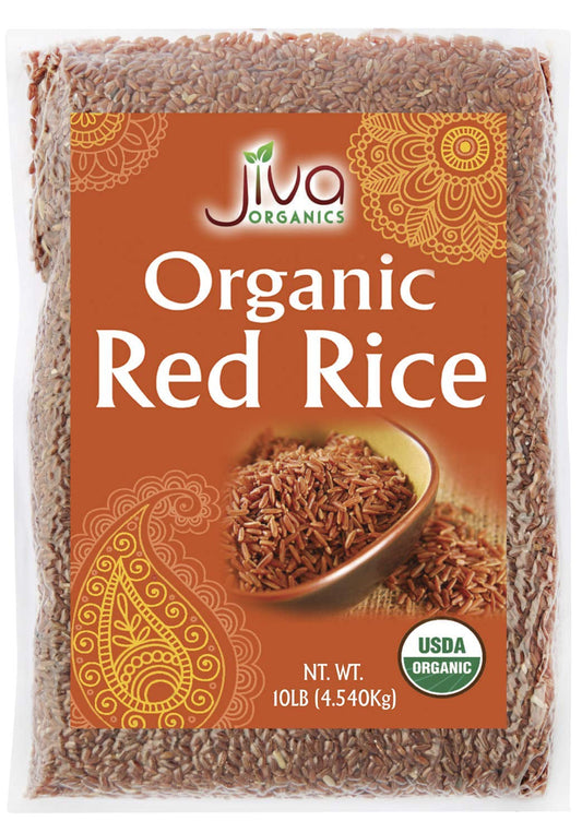 Organic Red Rice 10 Pounds Bulk Bag from India - 100% Natural & Non-Gmo