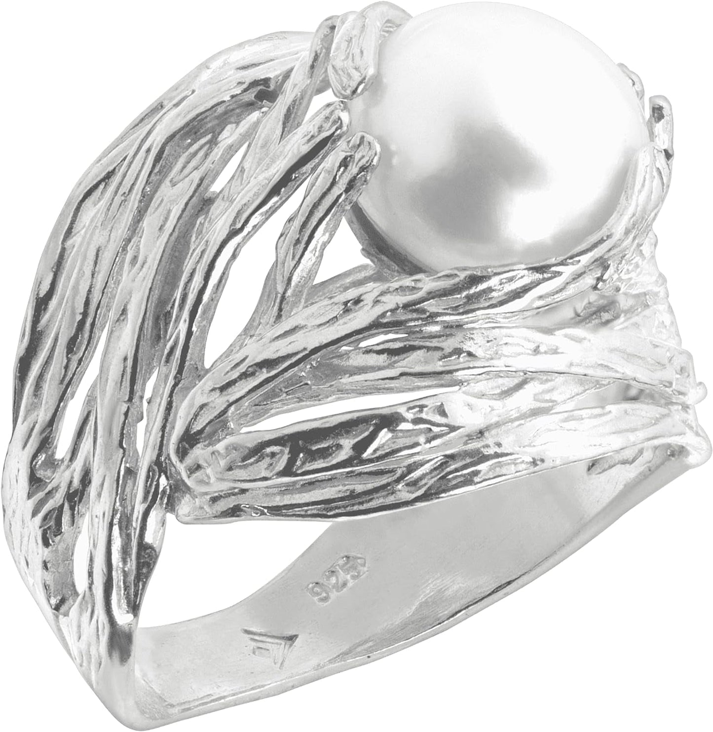 'Nested Cultured Pearl' 9.5-10 Mm Freshwater Cultured Pearl Ring in Sterling Silver - WORLD TIME VISITS