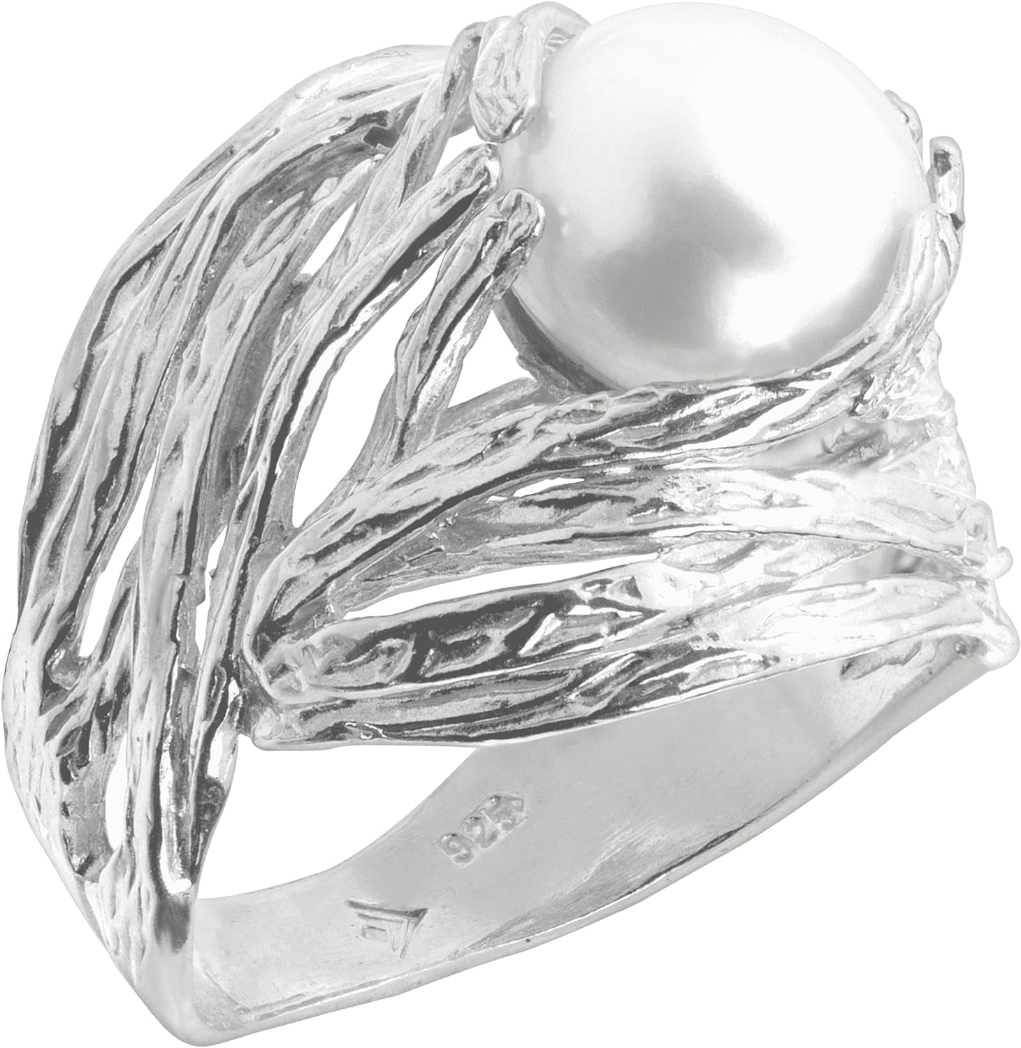 'Nested Cultured Pearl' 9.5-10 Mm Freshwater Cultured Pearl Ring in Sterling Silver - WORLD TIME VISITS