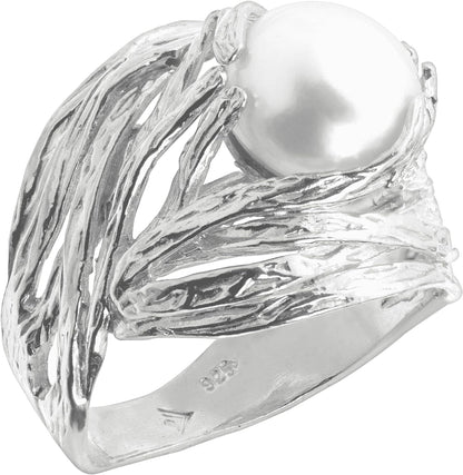 'Nested Cultured Pearl' 9.5-10 Mm Freshwater Cultured Pearl Ring in Sterling Silver - WORLD TIME VISITS