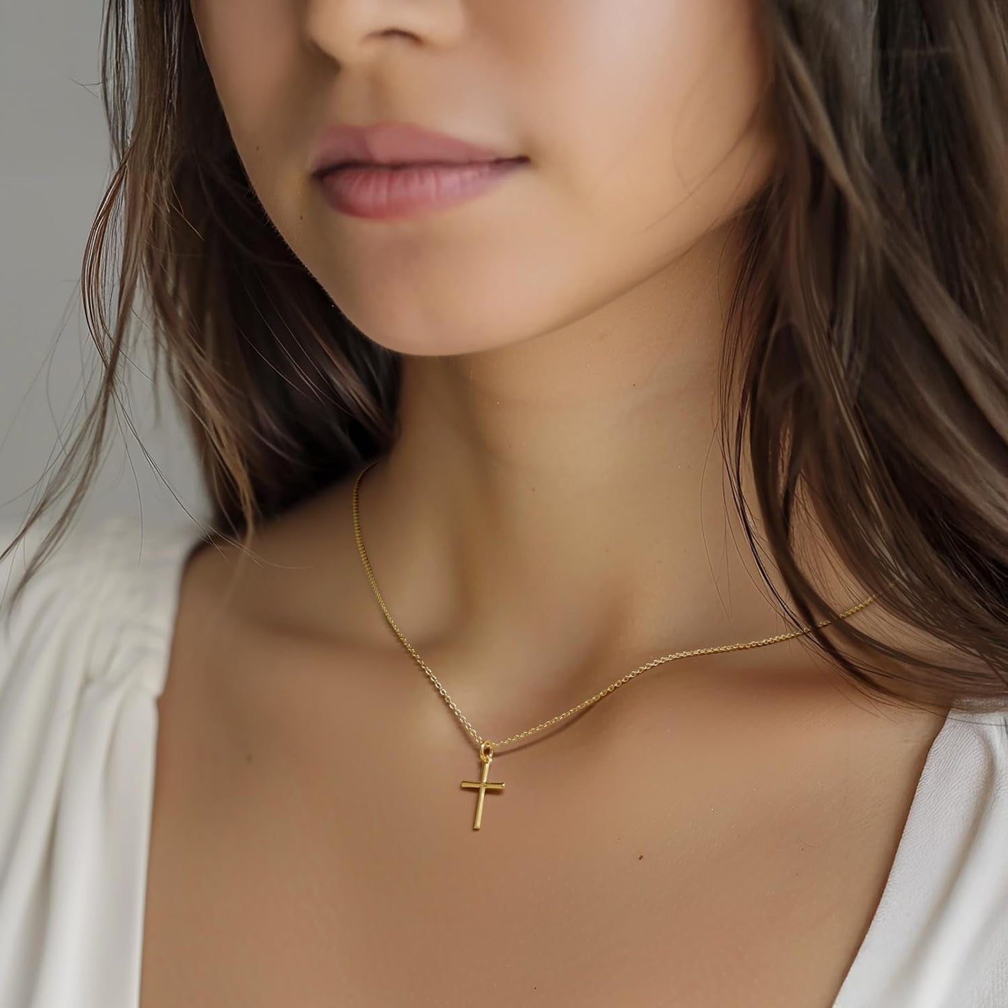 Gold Cross Necklaces for Women 14K Gold Cross Necklace for Women Crosses Pendant Necklace for Womens Smooth Lines and Timeless Charm Small Crosses Chain for Womens - WORLD TIME VISITS