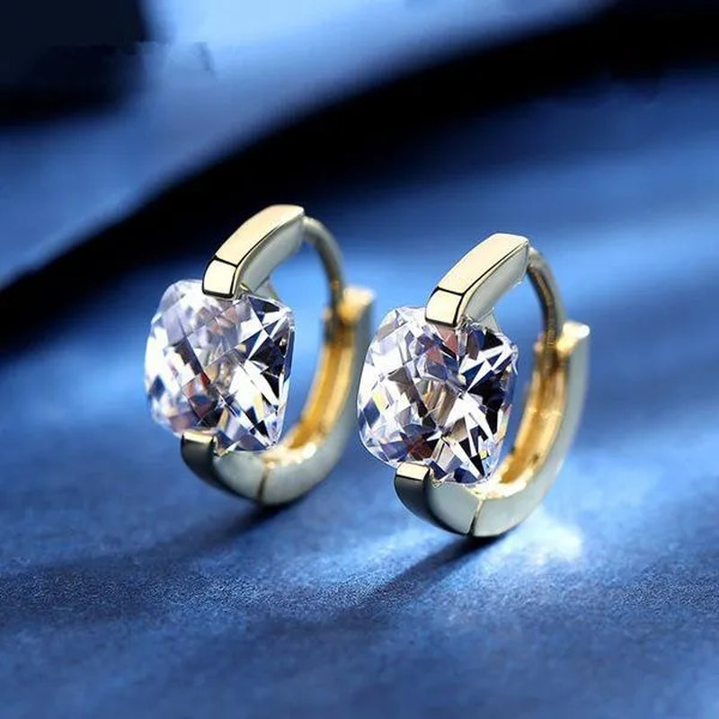 Exquisite Gold Plated Square Cubic Zirconia Earrings for Women Hoop Earrings Jewelry Bride Engagement Wedding Earrings Party Gifts Love for Her Fashion Accessories