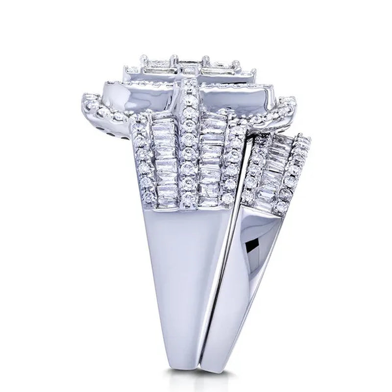 2pcs 100% Original 925 Silver Wedding Band Rings Princess Cut Zirconia Diamond Rings Set for Elegant Women Bridal Lover Rings Gifts Size5-11