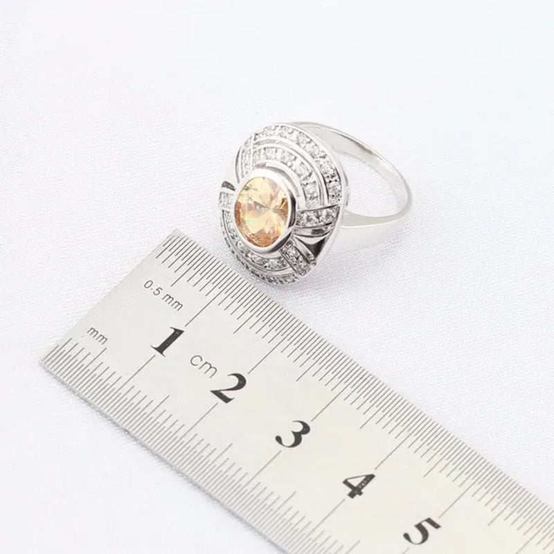 Blue Zircon White Zircon Silver Jewelry Sets for Women Silver Necklace and Pendant Rings Drop Earrings
