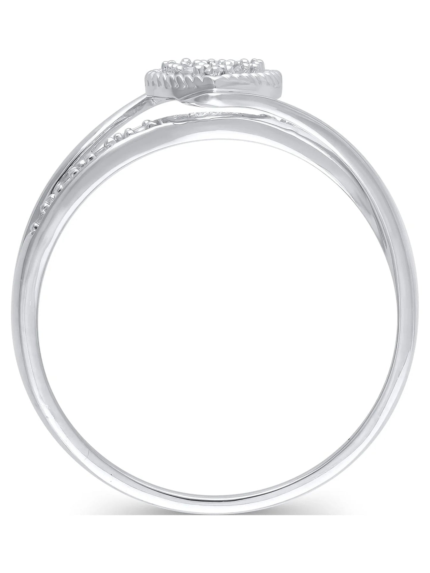 Diamond Accent (I3 Clarity, J - K Color) Diamond Heart Promise Ring in 10K White Gold, Size 9 - WORLD TIME VISITS
