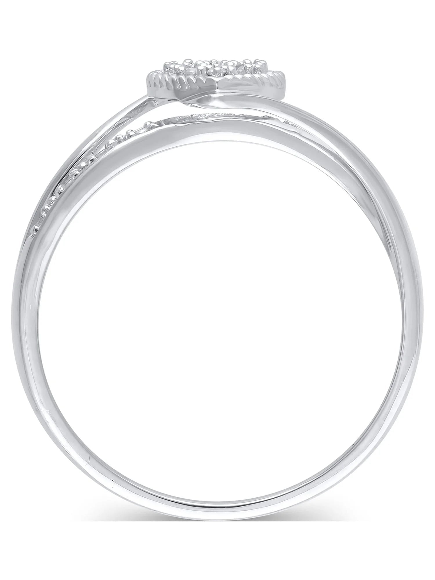 Diamond Accent (I3 Clarity, J - K Color) Diamond Heart Promise Ring in 10K White Gold, Size 9 - WORLD TIME VISITS