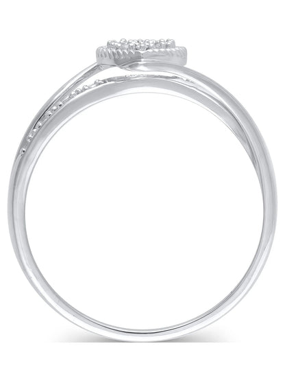 Diamond Accent (I3 Clarity, J - K Color) Diamond Heart Promise Ring in 10K White Gold, Size 9 - WORLD TIME VISITS