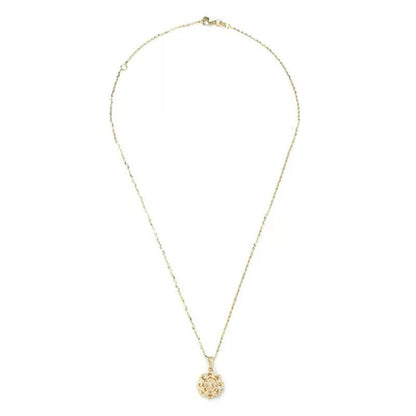 Diamond Cut Flower Pendant in 14K Yellow or White Gold, 16-18"