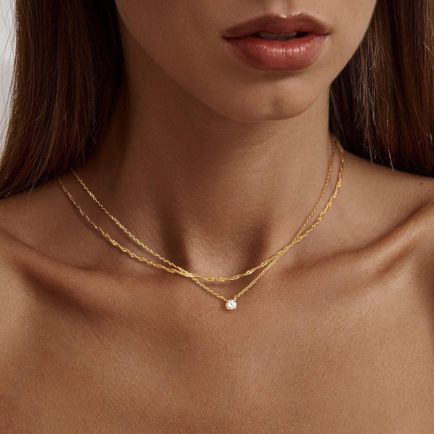 Diamond Necklaces for Women, Dainty Gold Necklace 14K Gold Plated Long Lariat Necklace Simple Gold CZ Diamond Choker Necklaces for Women Trendy Gold Necklace Jewelry Gifts for Girls - WORLD TIME VISITS
