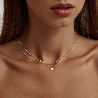 Diamond Necklaces for Women, Dainty Gold Necklace 14K Gold Plated Long Lariat Necklace Simple Gold CZ Diamond Choker Necklaces for Women Trendy Gold Necklace Jewelry Gifts for Girls - WORLD TIME VISITS