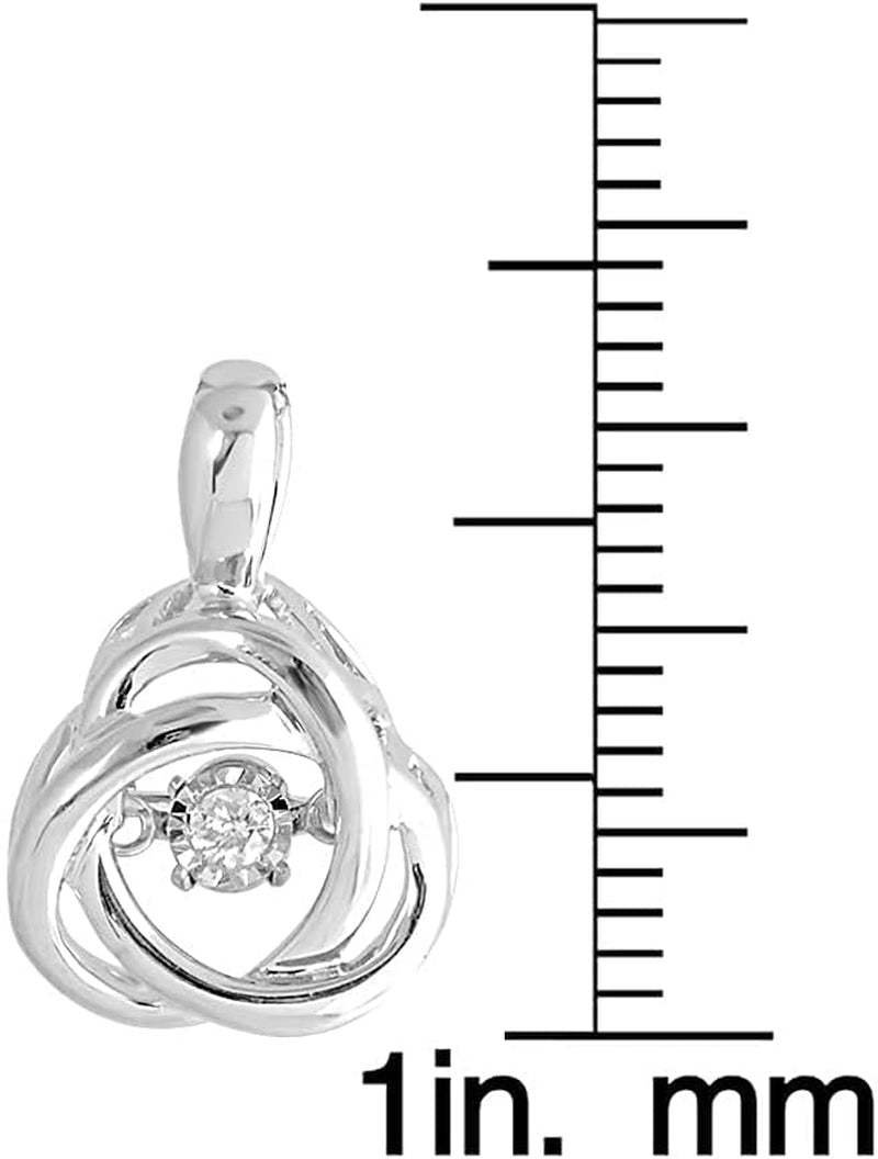 Diamond Pendant Necklace Dancing Diamond Love Knot - Sterling Silver, Yellow Gold Plated Silver, or Rose Gold Plated Silver-Natural Diamond-18 Inch Chain