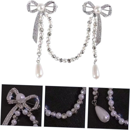 Diamond Tassel Pearl Brooch Chain Alloy Shiny Corsage Women'S Unique Brooch for Parties and Daily Wear