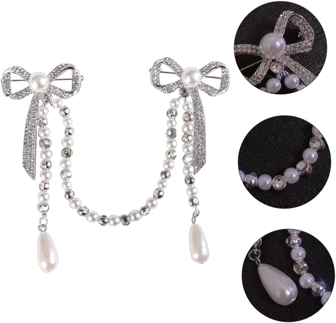 Diamond Tassel Pearl Brooch Chain Alloy Shiny Corsage Women'S Unique Brooch for Parties and Daily Wear - WORLD TIME VISITS