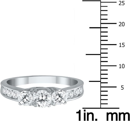 Diamond Three Stone Ring Available in 10K White Gold (1/2Ctw - 1 1/2Ctw)