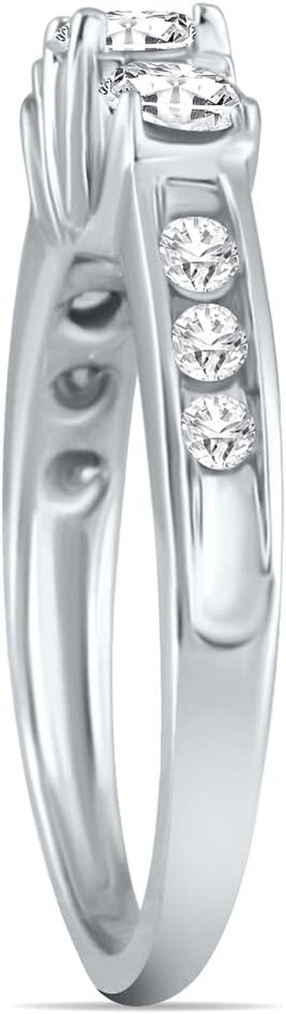 Diamond Three Stone Ring Available in 10K White Gold (1/2Ctw - 1 1/2Ctw) - WORLD TIME VISITS