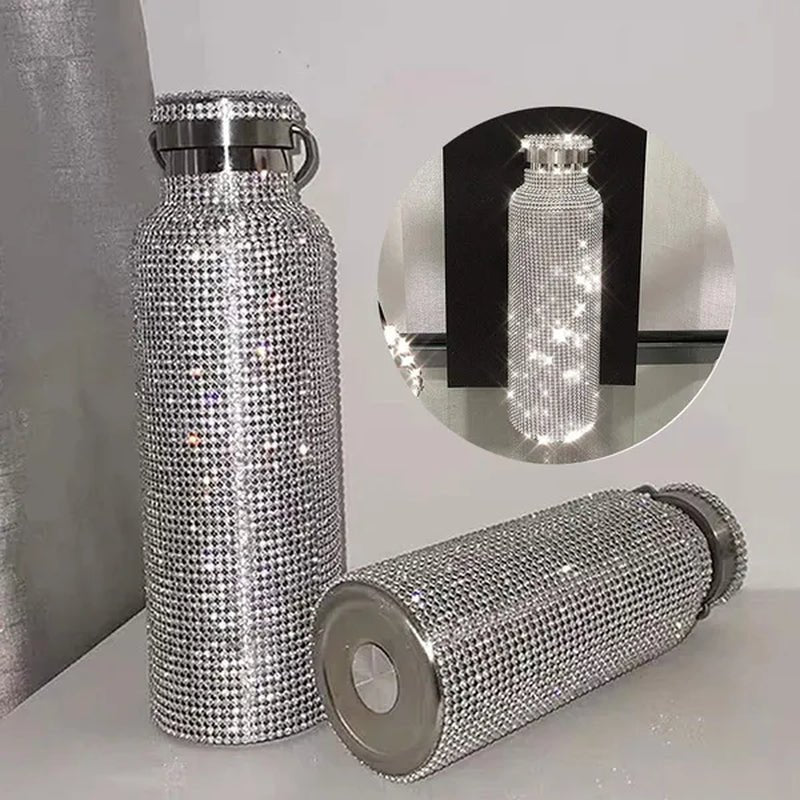 Diamond Water Bottle, Stainless Steel Insulated Water Bottle 12/17/25Oz, Glitter Water Bottles for Women - WORLD TIME VISITS