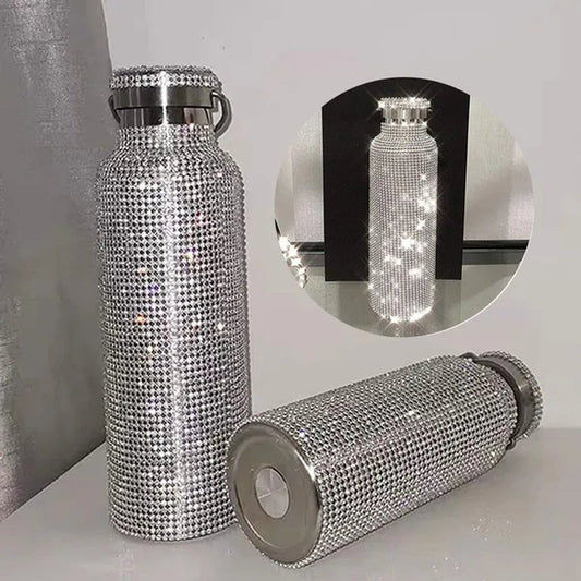 Diamond Water Bottle, Stainless Steel Insulated Water Bottle 12/17/25Oz, Glitter Water Bottles for Women - WORLD TIME VISITS