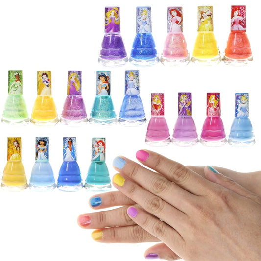 Disney Princesses Super Sparkly Peel - Off Nail Polish Deluxe Present Set for Girls, 18 Colors - WORLD TIME VISITS