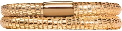 Double Gold Reptile Bracelet W/Gold Plated Lock, 1051-38 (7.5 Inch)