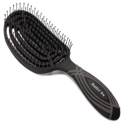 ® Doublec PRO® U.S. Patented Double Curved Detangling Brush Is Hair Dryer Safe (Black)