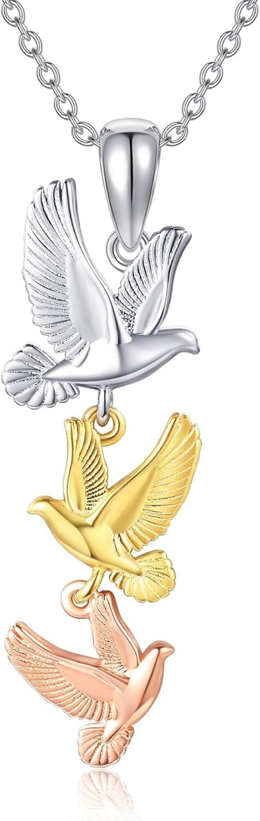 Dove Necklace 925 Sterling Silver Bird Necklace Dove Pendant Charm Necklace Holy Spirit Necklace Dove Jewelry Gifts for Women - WORLD TIME VISITS
