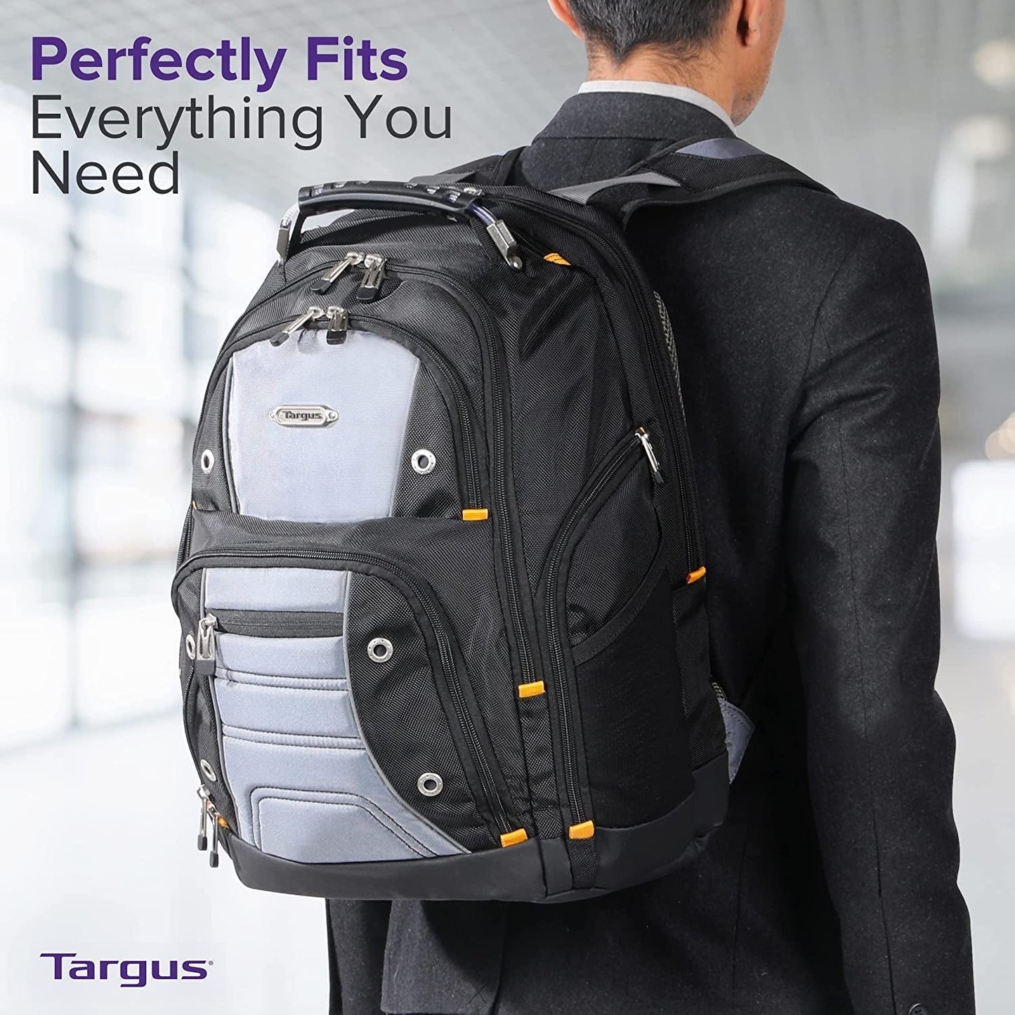 Drifter II Laptop Backpack, Black/Gray – Backpack for Men for Business and Travel, Durable Water-Resistant Material, Fits up to 17" Laptops (TSB239US)