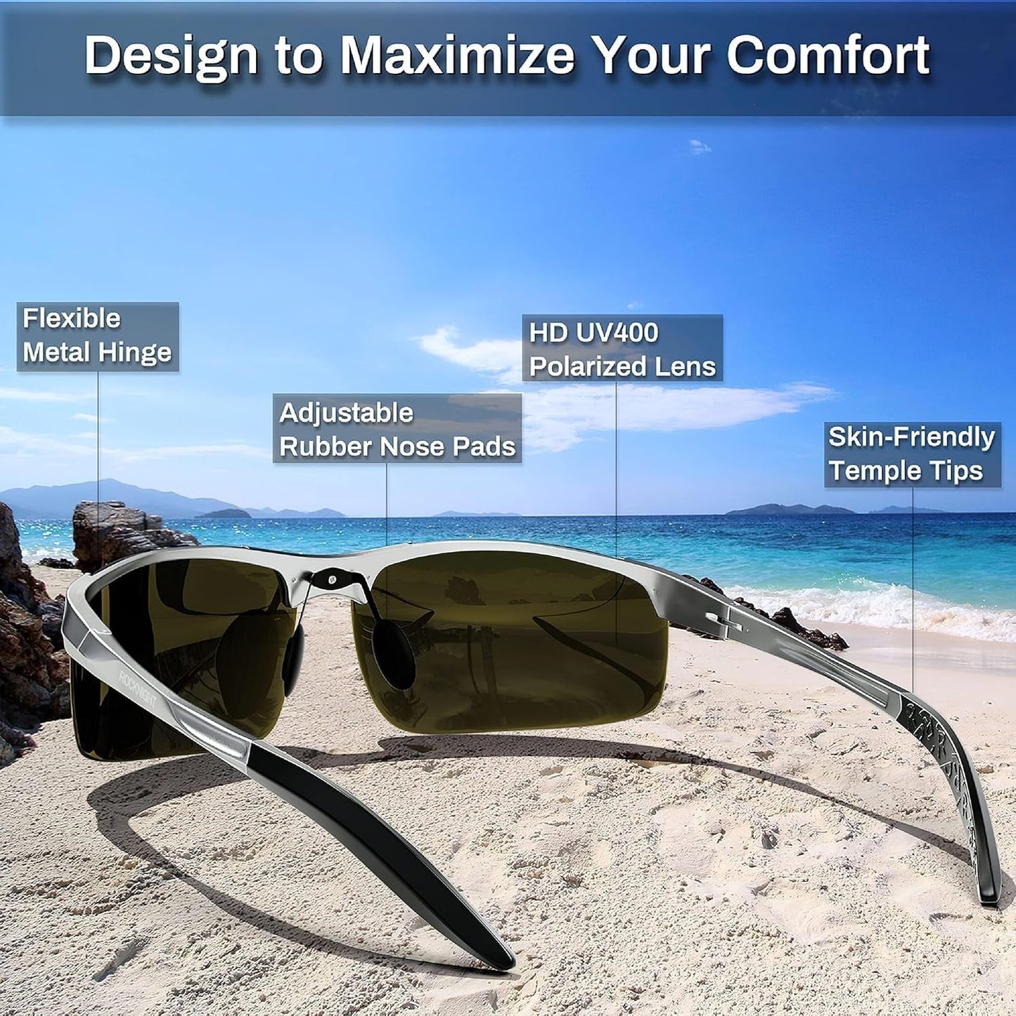 Driving HD Polarized UV400 Protection Ultra Light Al-Mg Golf Fishing Outdoor Sunglasses