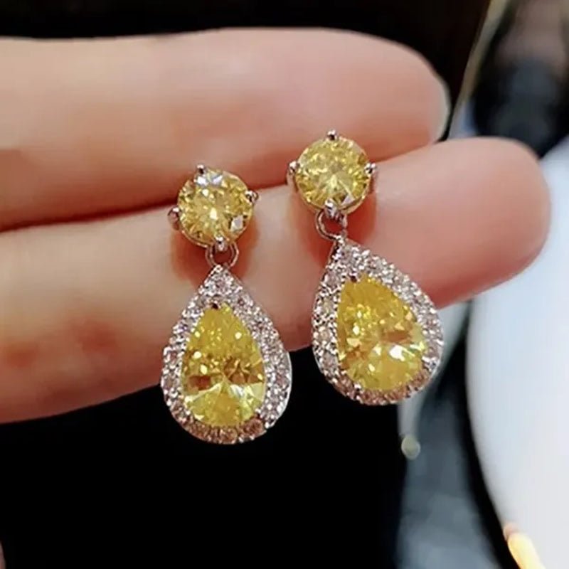 Drop Earrings Exquisite Silver Plated Stud Earrings Natural Amethyst Citrine Gemstones Engagement Earrings for Women Jewelry Gift