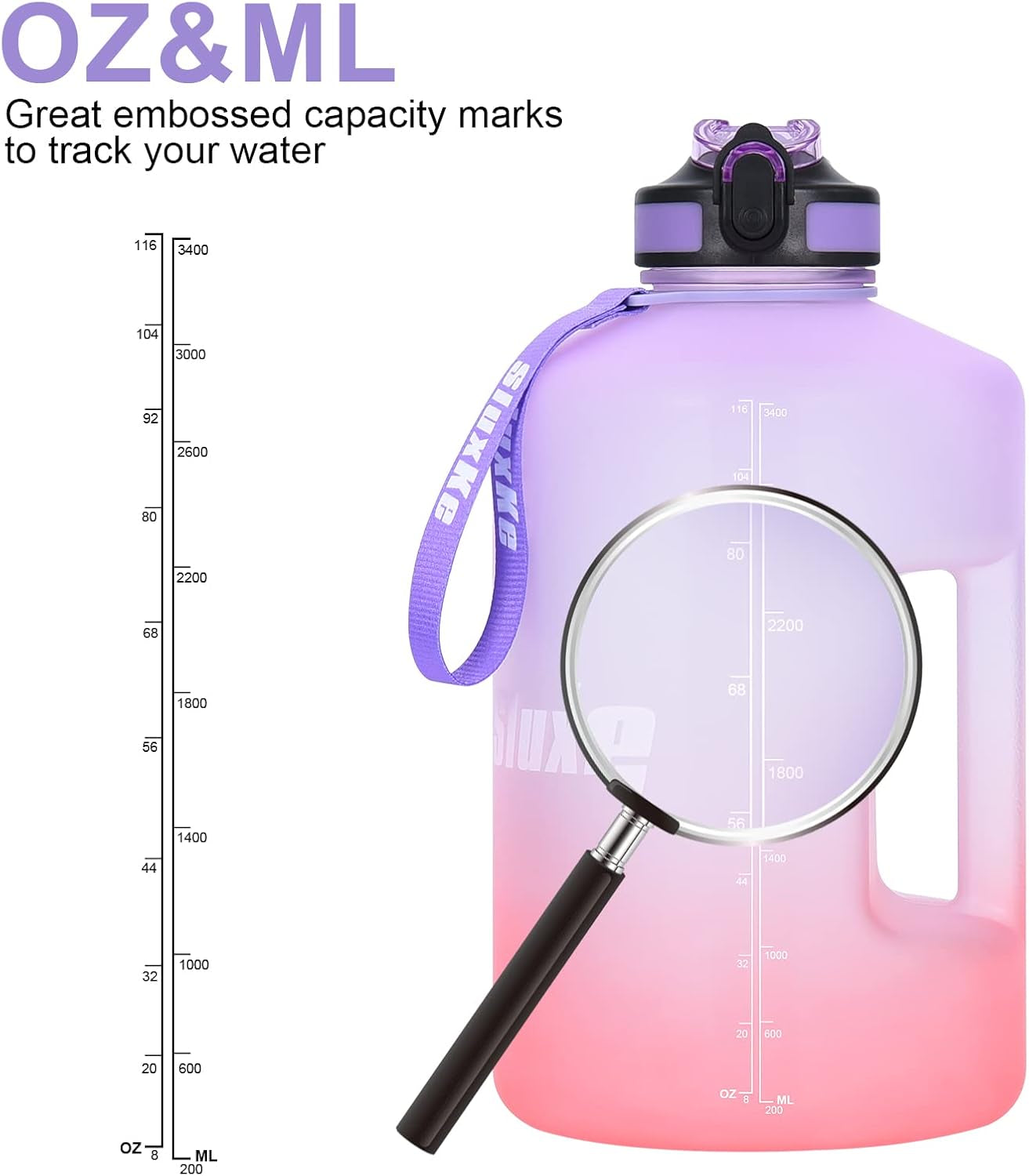 1 Gallon Motivational Sports Water Bottle with Time Marker, BPA Free 128Oz Leak Proof Jug, Black, Plastic, 128 Ounces, Fitness, Sports, Outdoor Activities - WORLD TIME VISITS