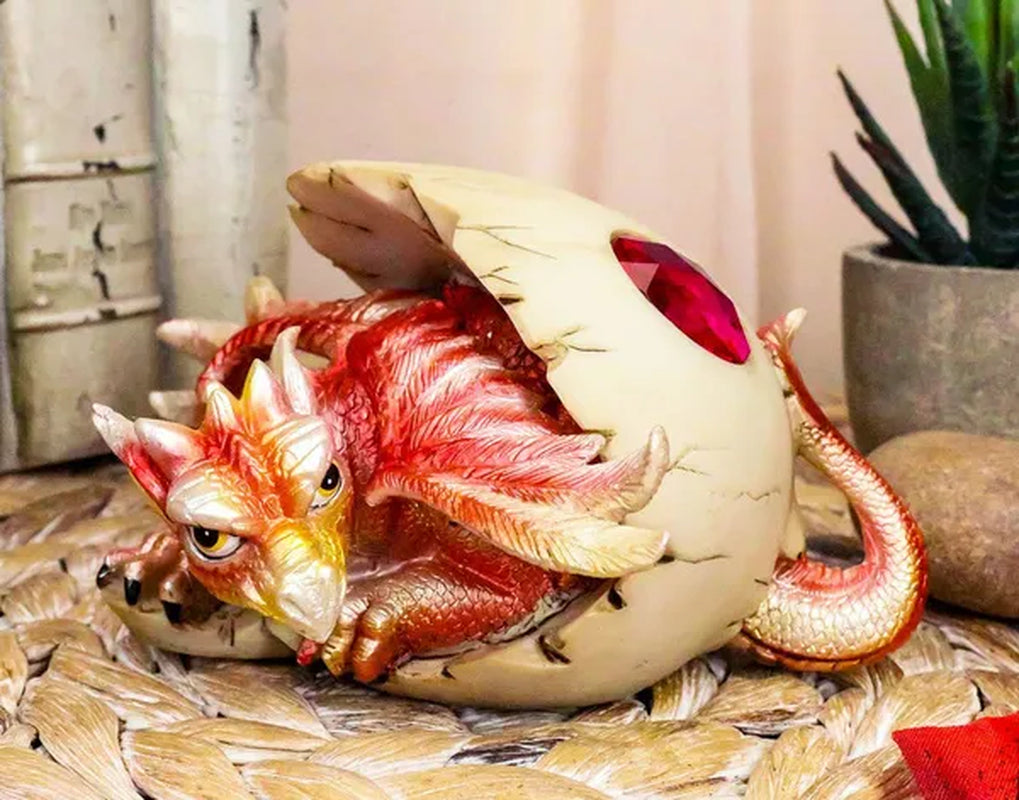 July Birthstone Dragon Egg Statue Ruby Pink Gem Birthday Dragon Hatchling Figure - WORLD TIME VISITS