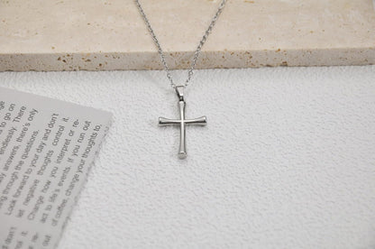 2 Pcs Cross Necklace for Women, Gold/Sterling Silver Plated Dainty Cross Pendant Necklace, Adjustable Chain, Trendy Gold Jewelry Gift for Women and Men