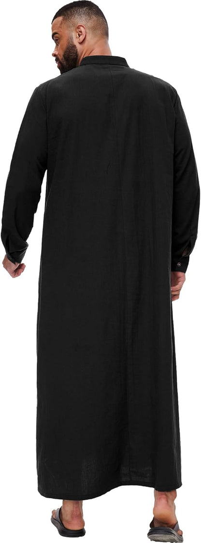 Kaftan for Men Button down Islamic Thobe for Men Arabic Robes for Men