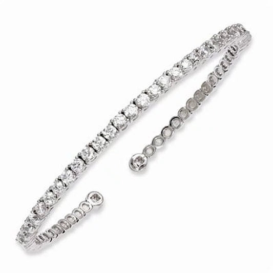 Prong Set Cuff Bracelet with Artificial round Brilliant Diamonds by  Set in Sterling Silver - WORLD TIME VISITS