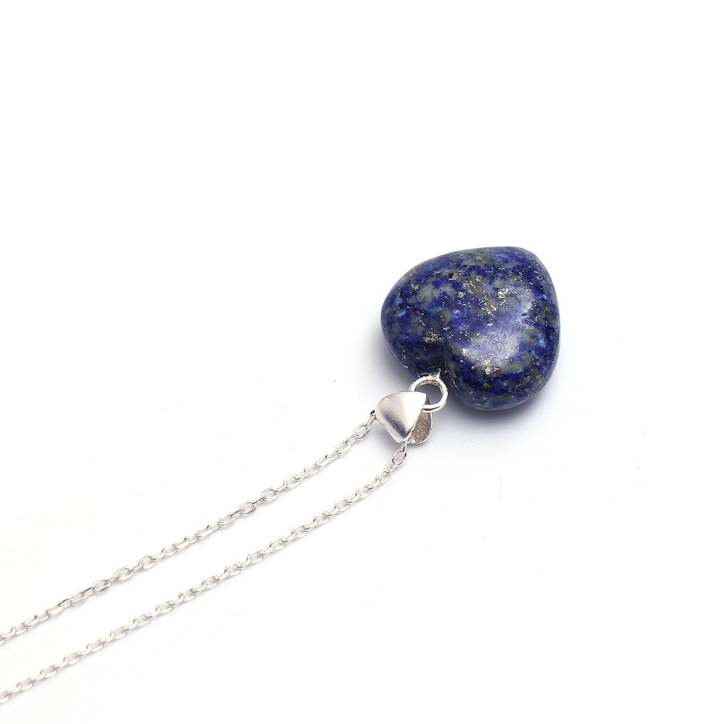 Lapis Lazuli Necklace, Heart Pendant Necklace, Blue Heart Necklace, September Birthstone Jewelry, Everyday Wear, 925 Silver 16+2 Inch Adjustable Chain, Gift for Her