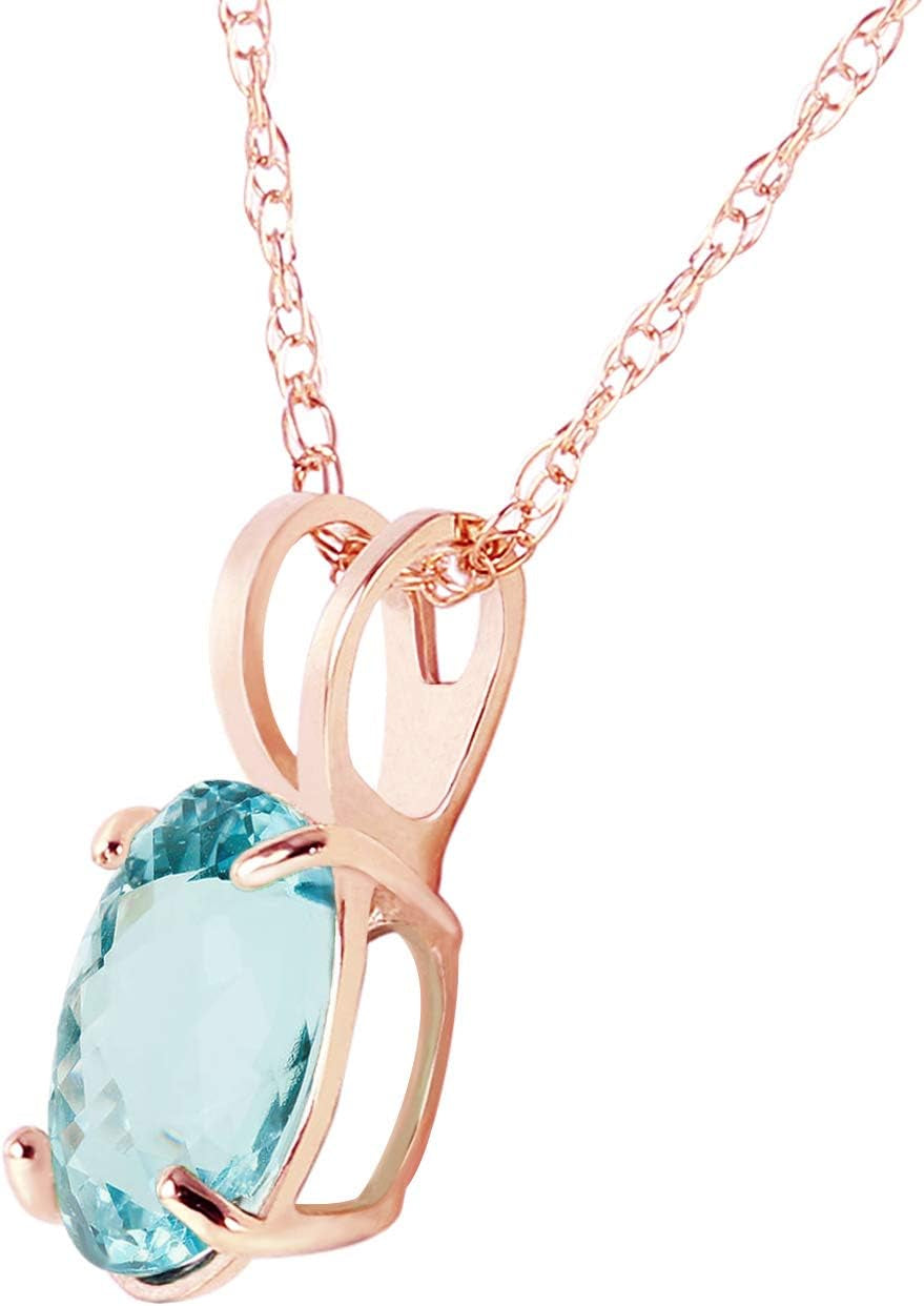 14K Yellow, White, Rose Gold Necklace with Oval-Shaped Aquamarine