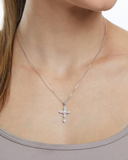 14K Gold Plated Cross Necklace for Women, Silver Cross Necklaces for Women, 18 Inches Chain with Cross Pendant