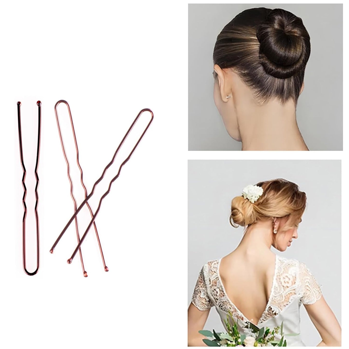 Bobby Pins, 200 PCS U Shaped Brown Hair Pins, 2.4 Inch for Buns & Updos, Non-Slip Hair Pins for Women & Girls, French Twists, Buns & Waved Hairstyles