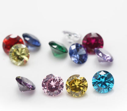 12Pcs Birthday Stone 1Pcs per Color round Loose Cubic Zirconia Stones Synthetic Ruby Synthetic Spinel - WORLD TIME VISITS