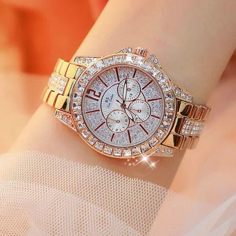 BS bee sister Luxury Creative Women Watches Gold Rhinestone Shining Design Bracelet Watches Ladies Women Wrist Watch Montre Femme - WORLD TIME VISITS