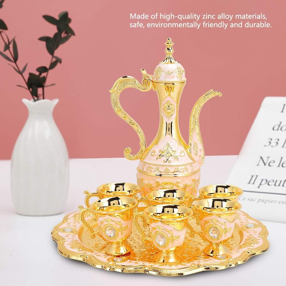 Metal Wine Drinking Cups Hip Flask Set Russian Home Art Crafts Wedding Gift Wine Pot Kit Household Ornaments(1)