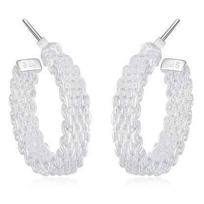 Fashion 925 Sterling Silver Earring for Women Round Stud Earring Christmas Gift Party Wedding Jewelry Gifts