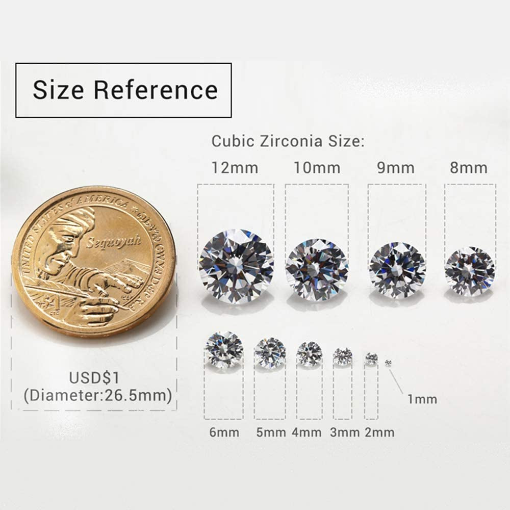 Size 1Mm-10Mm round Cut Cubic Zirconia Stone Loose CZ Stones Mixed 15 Colors Synthetic Gemstone