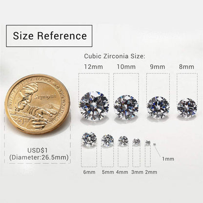 Size 1Mm-10Mm round Cut Cubic Zirconia Stone Loose CZ Stones Mixed 15 Colors Synthetic Gemstone