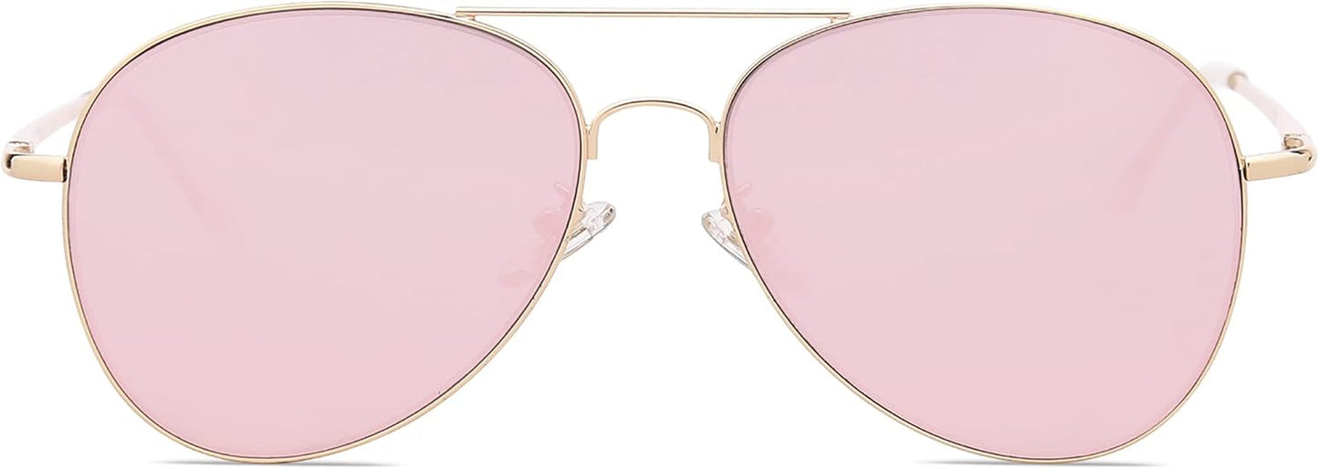 Classic Aviator Sunglasses for Women Men Metal Spring Hinges SJ1030