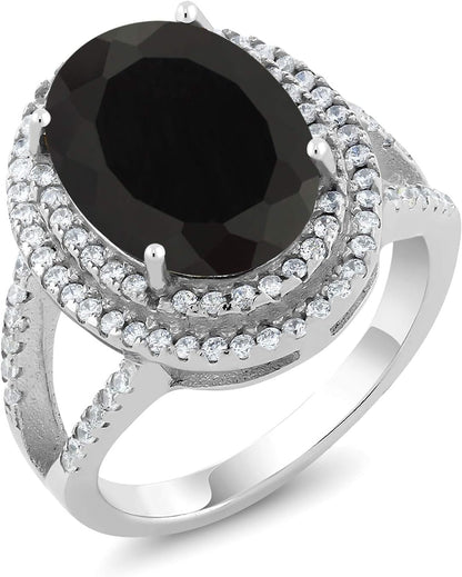 925 Sterling Silver 14X10MM Oval Gemstone Birthstone Ring for Women | Wedding Engagement Anniversary Promise Ring for Women | Available in Size 5, 6, 7, 8, 9