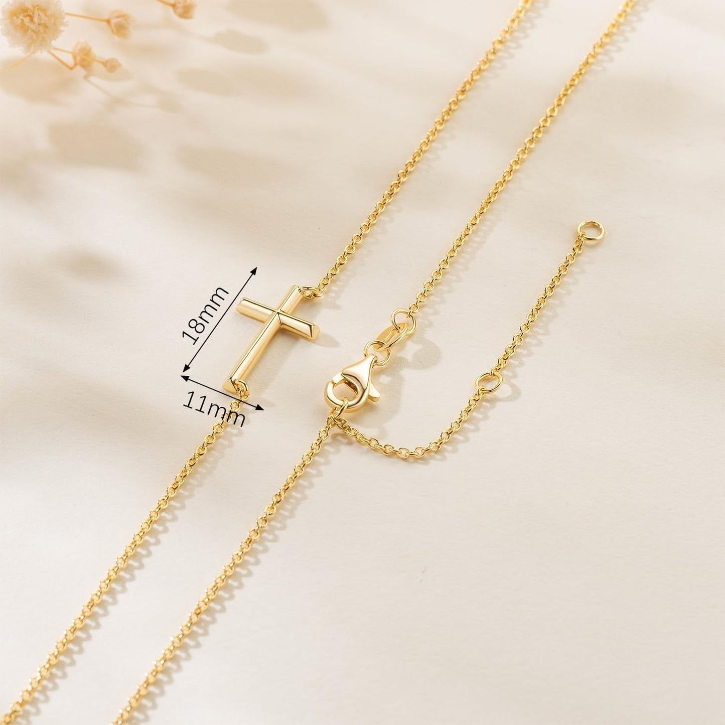 Gold Cross Necklace 14K Gold Cross Necklaces for Women Crosses Chain Necklaces for Women Horizontal Design for Two Wearing Style Crosses Pendant Necklace for Womens
